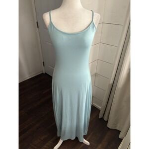OGL Dress Womens Medium Blue Slip Maxi Stretch Jersey Vacation Resortwear Beach
